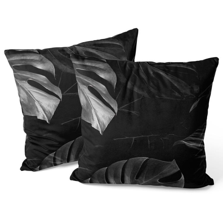 Decorative Velor Pillow Nocturnal monstera - a composition with rich detail of egoztic plants 147061 additionalImage 3