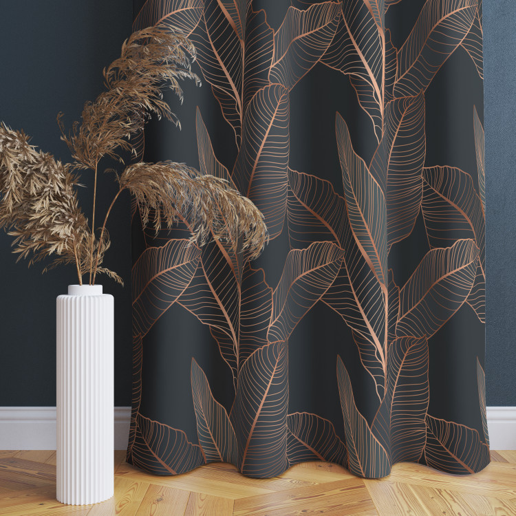 Decorative Curtain Chocolate ficus - a botanical glamour composition in shades of brown 147161 additionalImage 4