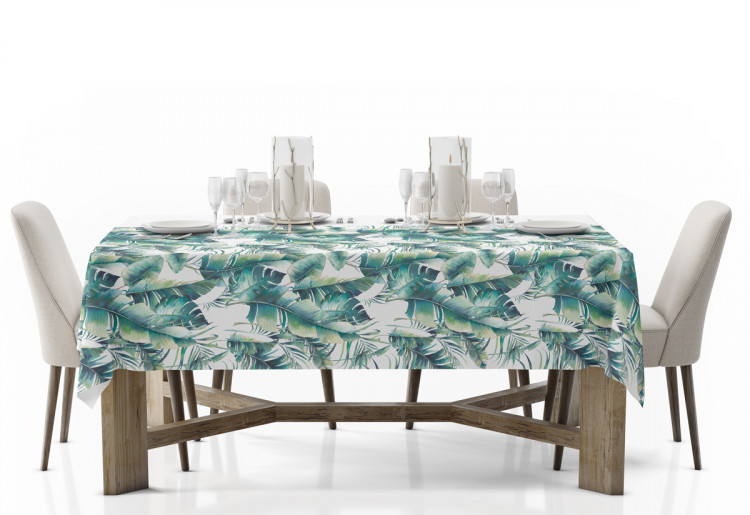 Tablecloth Light leaves - tropical flora in watercolour style on white background 147261 additionalImage 2