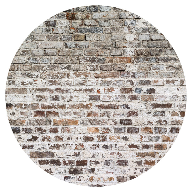Round wallpaper Brick Wall - Old Wall in Shades of Gray and Brown 149161 additionalImage 1