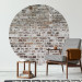 Round wallpaper Brick Wall - Old Wall in Shades of Gray and Brown 149161 additionalThumb 2