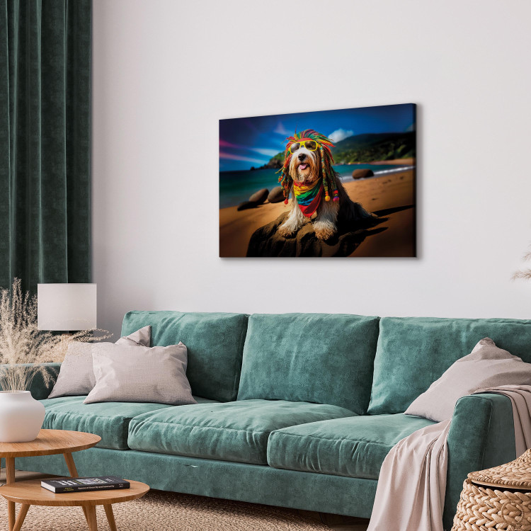 Canvas AI Bearded Collie Dog - Rasta Animal Chilling on Paradise Beach - Horizontal 150261 additionalImage 4