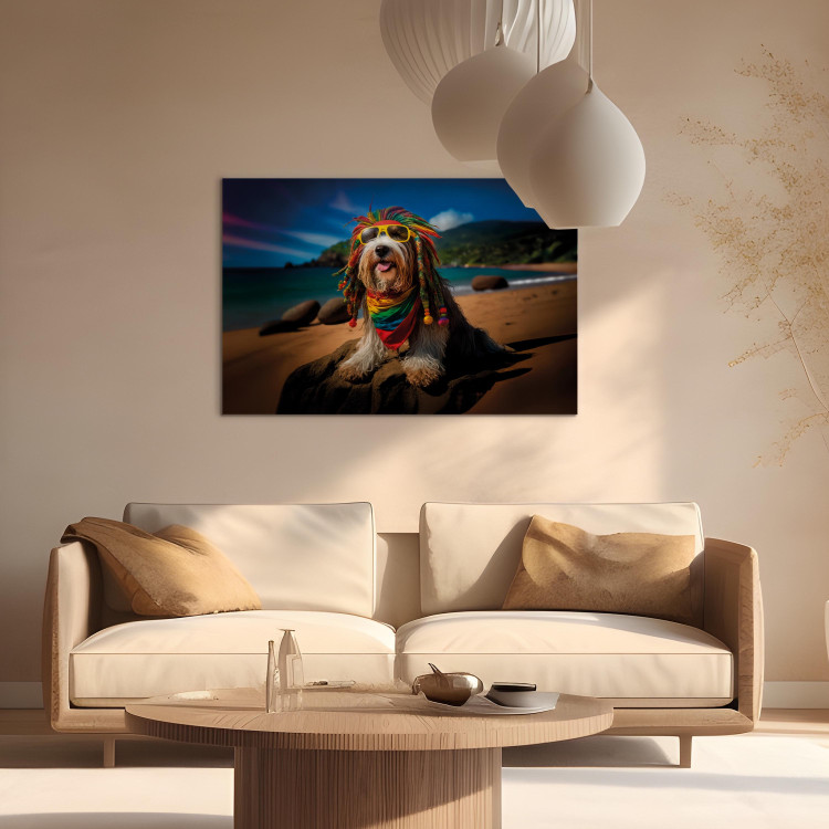 Canvas AI Bearded Collie Dog - Rasta Animal Chilling on Paradise Beach - Horizontal 150261 additionalImage 5