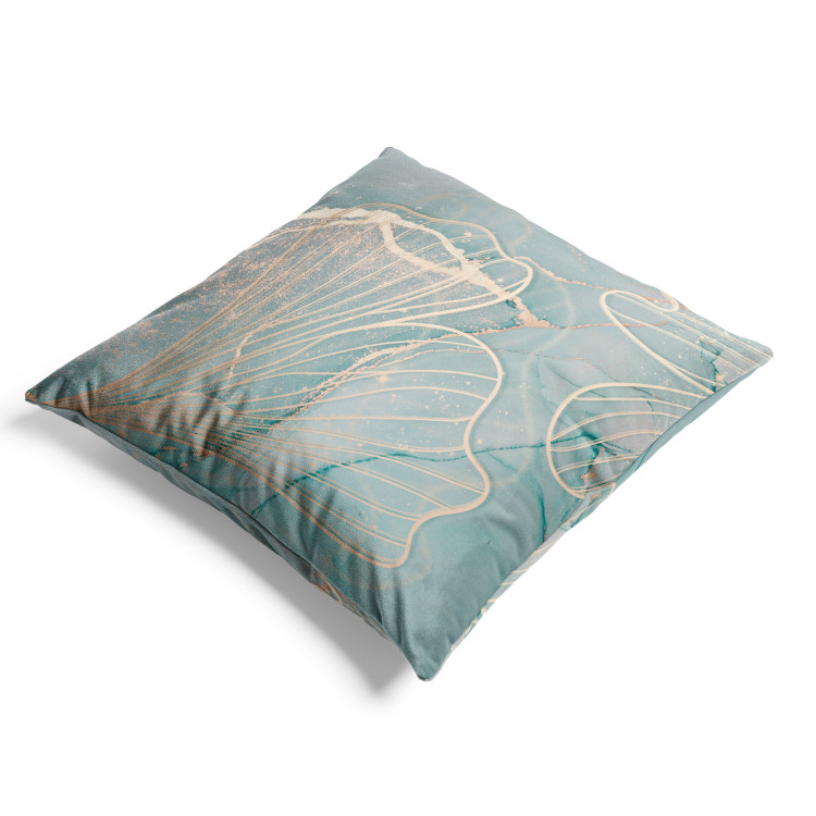 Decorative Velor Pillow Ginkgo Leaves - Composition With a Sketch of Plants on a Marble Background 151361 additionalImage 4