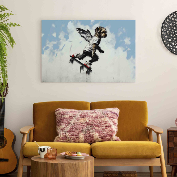 Canvas Print Dog on Skateboard - Graffiti Depicting the Animal in Banksy Style 151761 additionalImage 11
