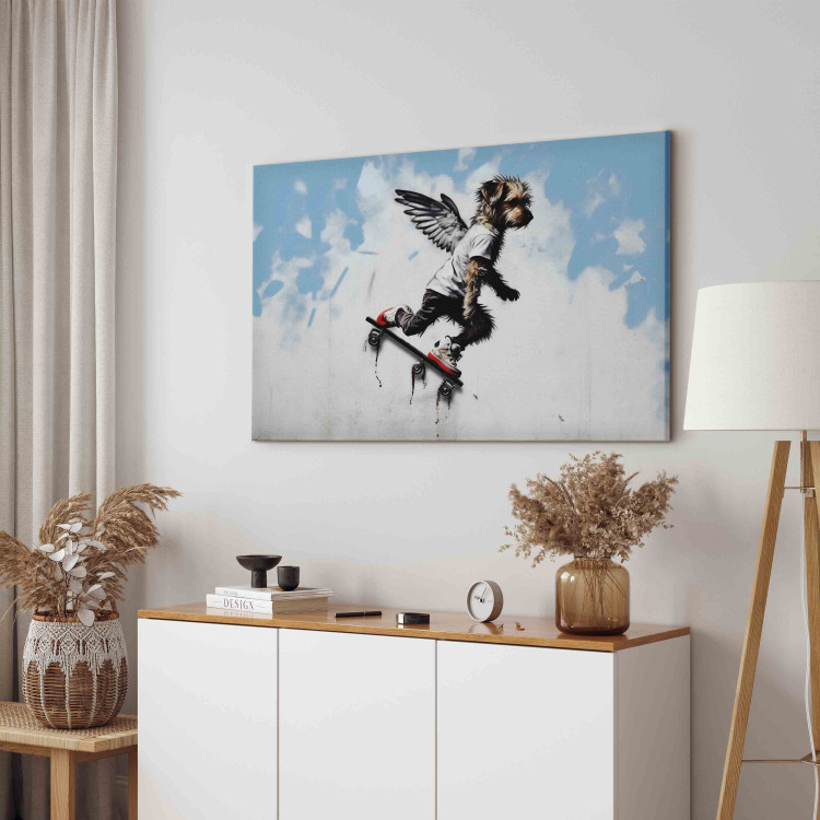 Canvas Print Dog on Skateboard - Graffiti Depicting the Animal in Banksy Style 151761 additionalImage 10