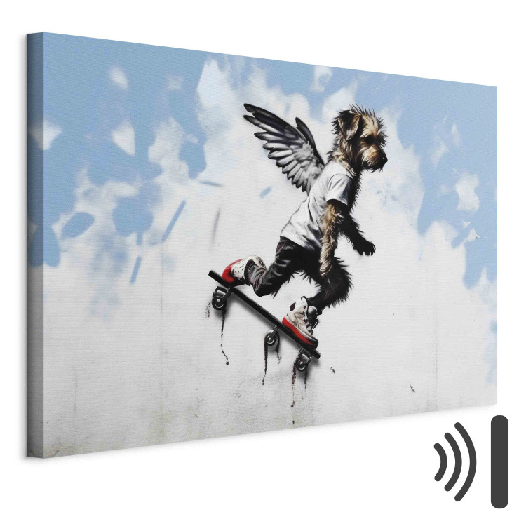 Canvas Print Dog on Skateboard - Graffiti Depicting the Animal in Banksy Style 151761 additionalImage 8