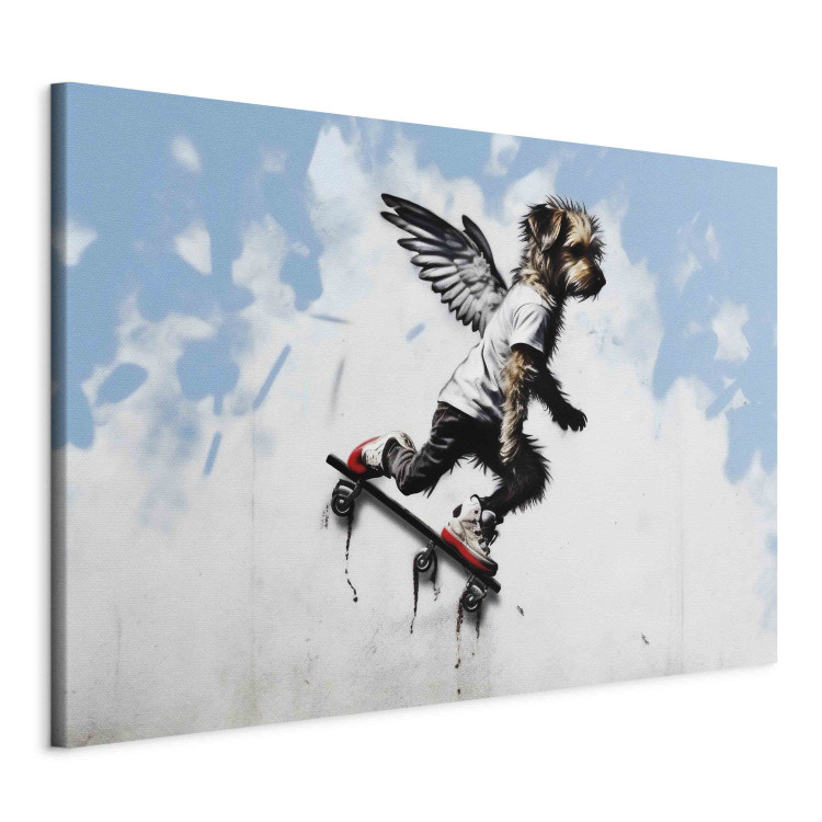 Canvas Print Dog on Skateboard - Graffiti Depicting the Animal in Banksy Style 151761 additionalImage 2
