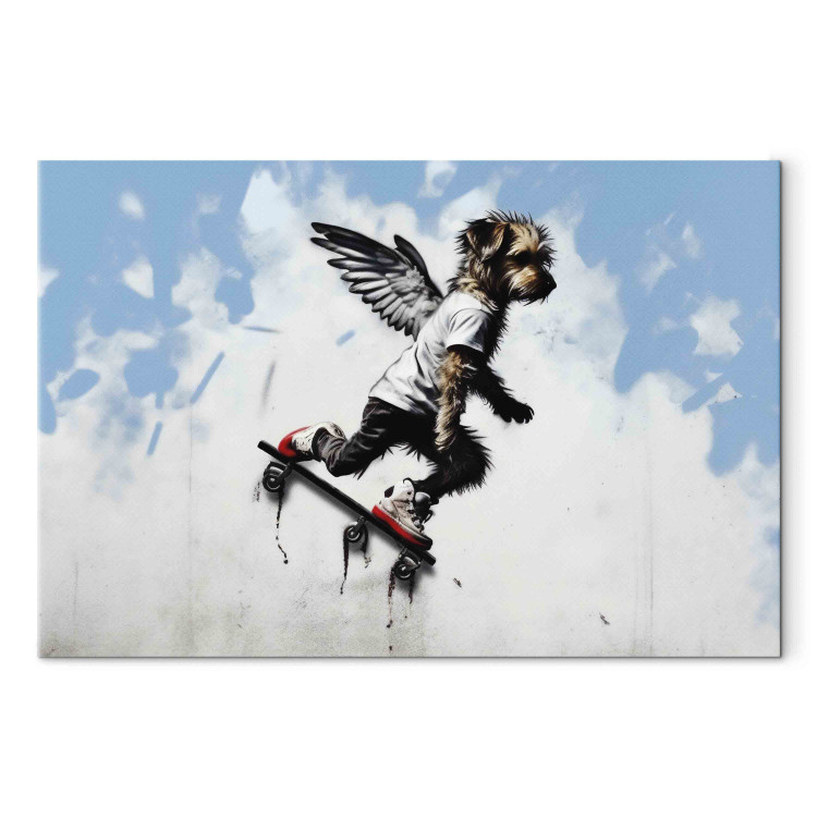 Canvas Print Dog on Skateboard - Graffiti Depicting the Animal in Banksy Style 151761