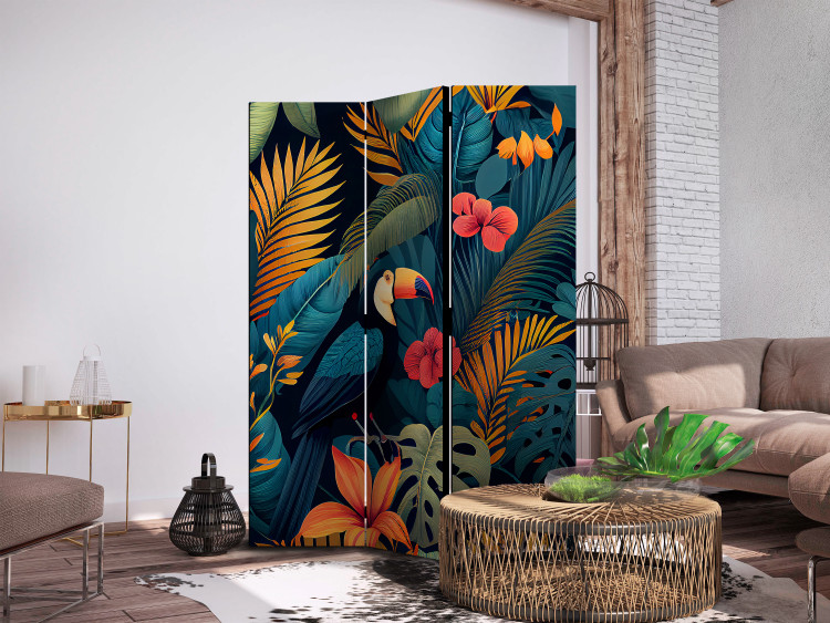 Room Divider Exotic Birds - Toucans Amidst Colorful Vegetation [Room Dividers] 152061 additionalImage 2