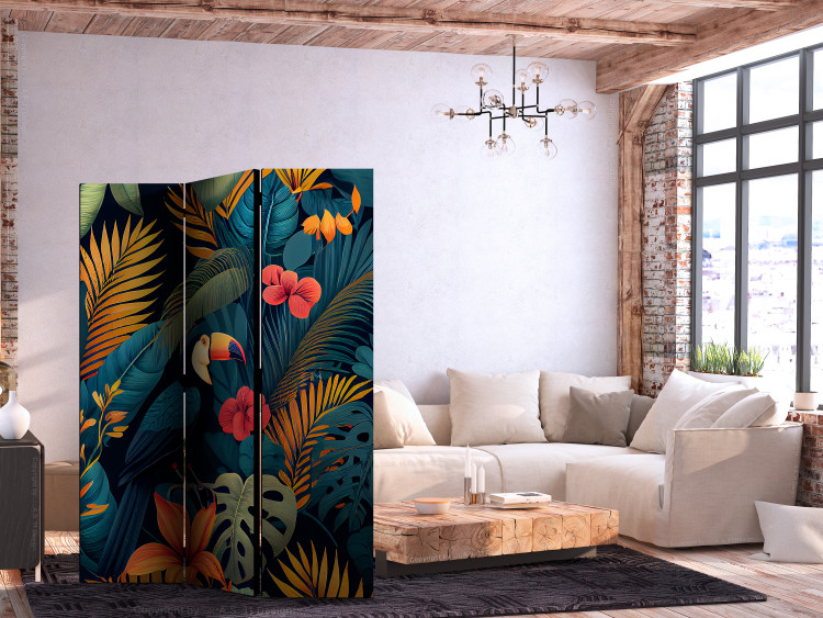 Room Divider Exotic Birds - Toucans Amidst Colorful Vegetation [Room Dividers] 152061 additionalImage 4