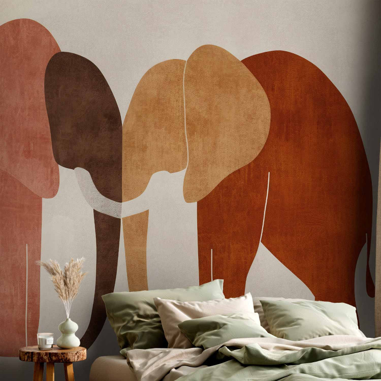 Wall Mural Geometric Elephants - Composition in Terracotta-Inspired Colors 159461 additionalImage 2