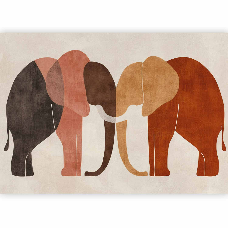 Wall Mural Geometric Elephants - Composition in Terracotta-Inspired Colors 159461 additionalImage 1