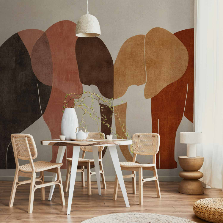 Wall Mural Geometric Elephants - Composition in Terracotta-Inspired Colors 159461 additionalImage 6