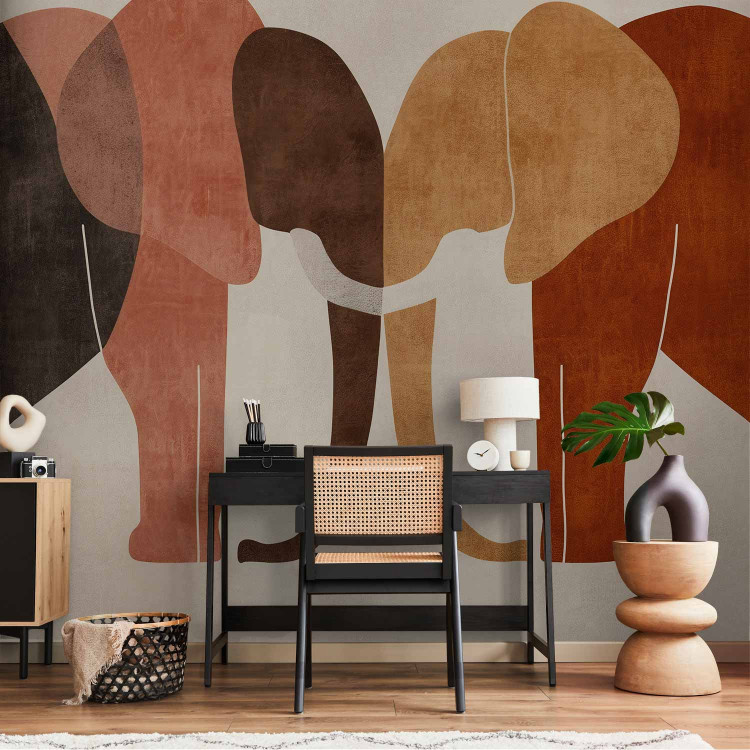Wall Mural Geometric Elephants - Composition in Terracotta-Inspired Colors 159461 additionalImage 4