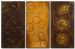 Canvas Colours (3-piece) - Abstraction in shades of bronze and gold with patterns 48161
