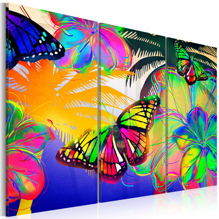 Canvas Art Print Exotic butterflies - triptych 50361 additionalImage 2