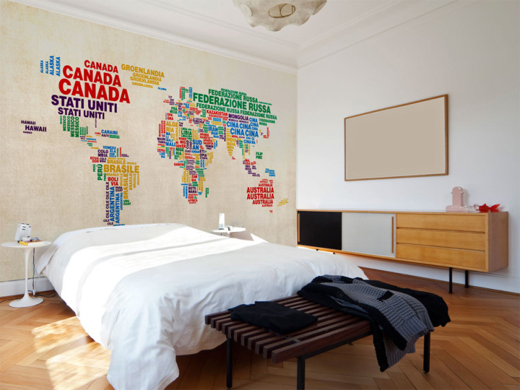 Wall Mural Colourful Continents - world map with colourful captions 59961