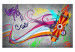 Wall Mural Skateboard - Street Art Mural with Colourful Streak and Patterns on a Gray Background 60561 additionalThumb 1