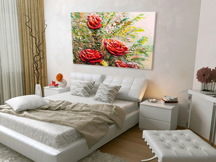 Canvas Print Autumn Roses (1-piece) - Red Flowers Amidst Colorful Leaves 93061 additionalImage 3