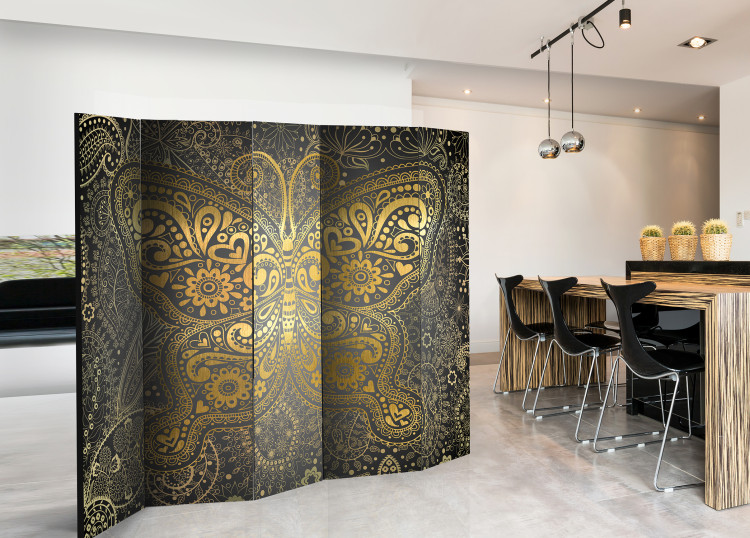Room Divider Golden Butterfly II - oriental ornament in butterfly shape in retro style 95461 additionalImage 4