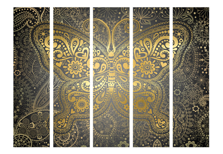 Room Divider Golden Butterfly II - oriental ornament in butterfly shape in retro style 95461 additionalImage 3