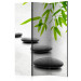 Room Divider Screen Zen Stones - black pebbles and bamboo leaves in an oriental motif 95561