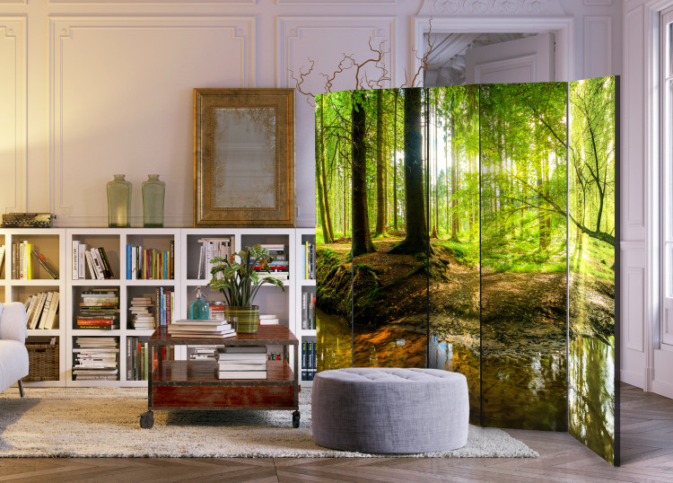 Room Divider Screen Forest Lake II - landscape of forest and water in the glow of sunlight 95661 additionalImage 4