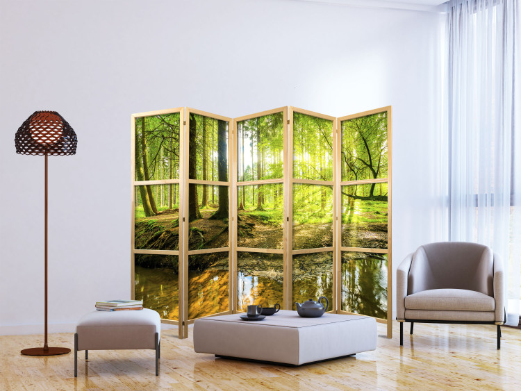 Room Divider Screen Forest Lake II - landscape of forest and water in the glow of sunlight 95661 additionalImage 6