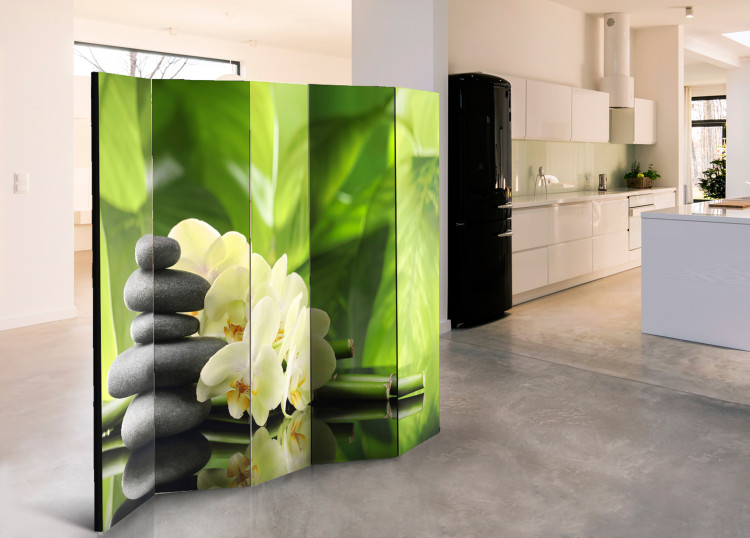 Room Separator Spa Garden II - Zen-style stones and orchid flowers on a nature background 96061 additionalImage 4