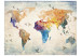 Wall Mural World map - colourful outline of the continents with a flying bird motif 96861 additionalThumb 1