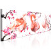 Canvas Art Print Avian Beauty - Pink Flamingos with Japanese Flowers on White Background 98161 additionalThumb 2