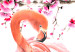 Canvas Art Print Avian Beauty - Pink Flamingos with Japanese Flowers on White Background 98161 additionalThumb 5