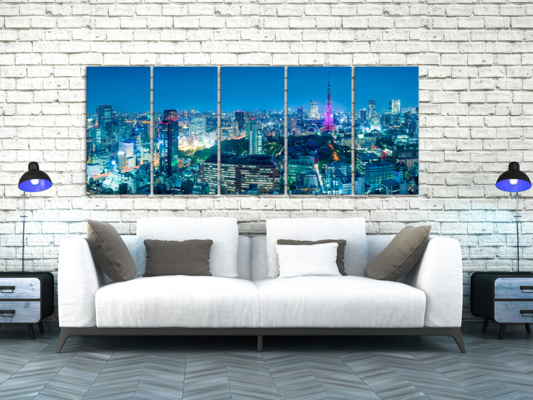 Canvas Print Tokyo by Night (5-piece) - Bustling Night Cityscape 98561 additionalImage 3