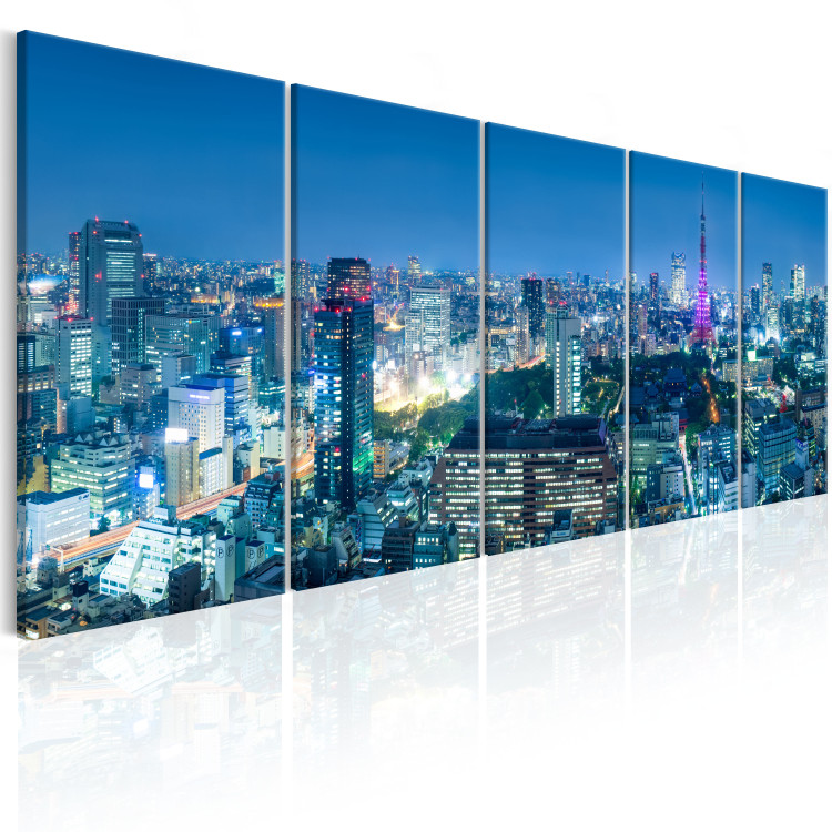 Canvas Print Tokyo by Night (5-piece) - Bustling Night Cityscape 98561 additionalImage 2