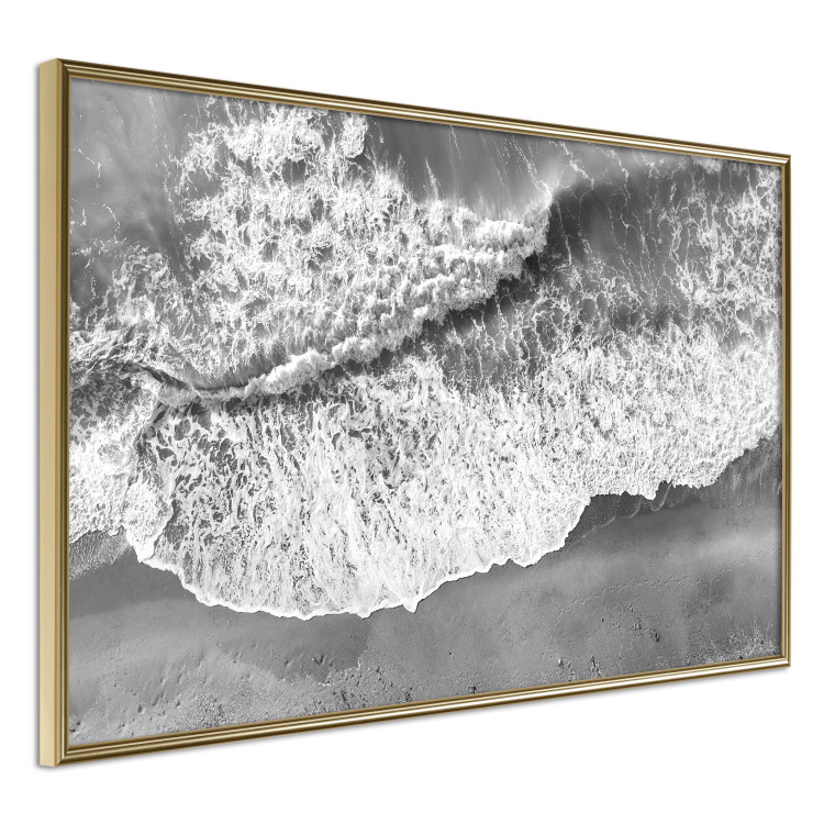Wall Poster Tide - black and white beach and sea landscape seen from a bird's eye view 115171 additionalImage 12