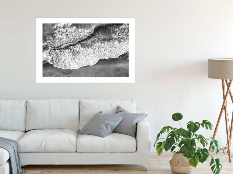 Wall Poster Tide - black and white beach and sea landscape seen from a bird's eye view 115171 additionalImage 4