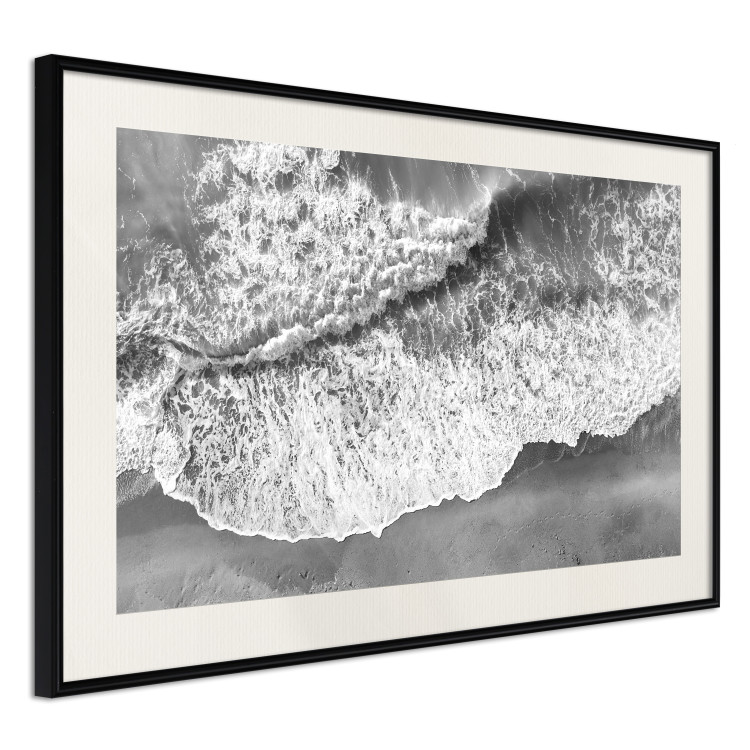 Wall Poster Tide - black and white beach and sea landscape seen from a bird's eye view 115171 additionalImage 3