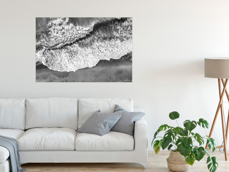 Wall Poster Tide - black and white beach and sea landscape seen from a bird's eye view 115171 additionalImage 23