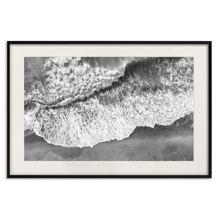 Wall Poster Tide - black and white beach and sea landscape seen from a bird's eye view 115171 additionalImage 18