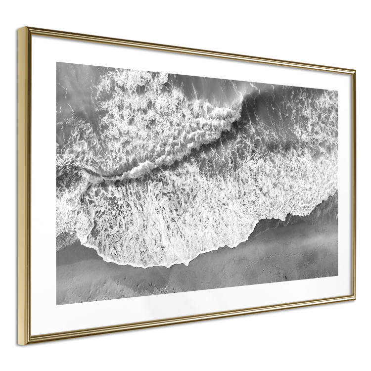 Wall Poster Tide - black and white beach and sea landscape seen from a bird's eye view 115171 additionalImage 6