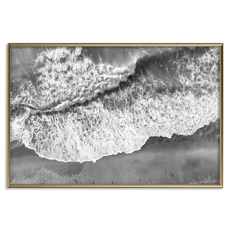 Wall Poster Tide - black and white beach and sea landscape seen from a bird's eye view 115171 additionalImage 20