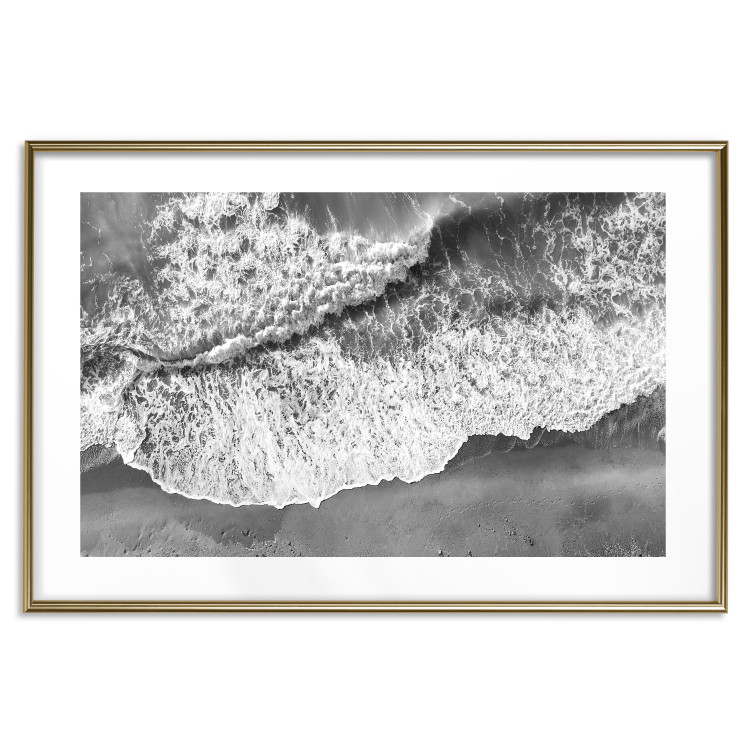 Wall Poster Tide - black and white beach and sea landscape seen from a bird's eye view 115171 additionalImage 16