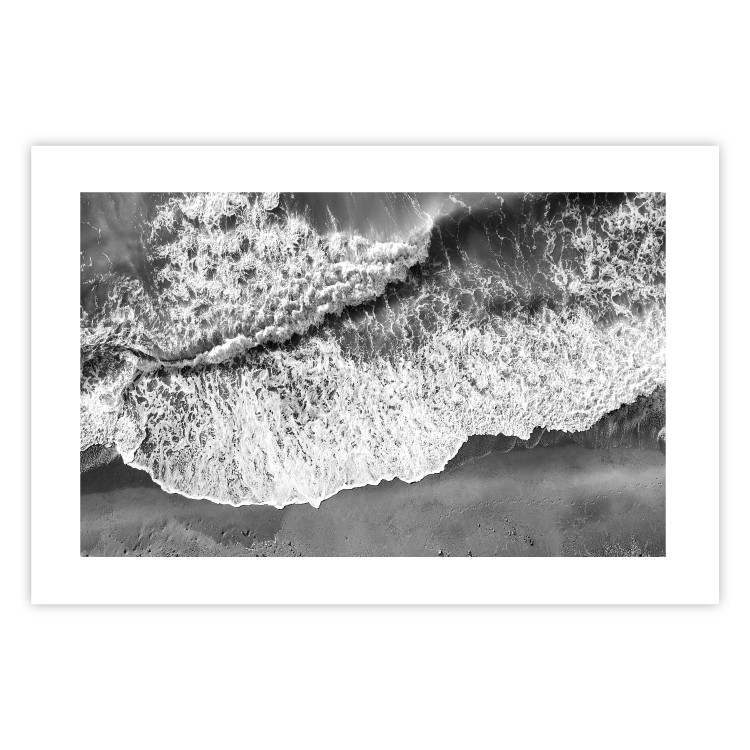 Wall Poster Tide - black and white beach and sea landscape seen from a bird's eye view 115171 additionalImage 19