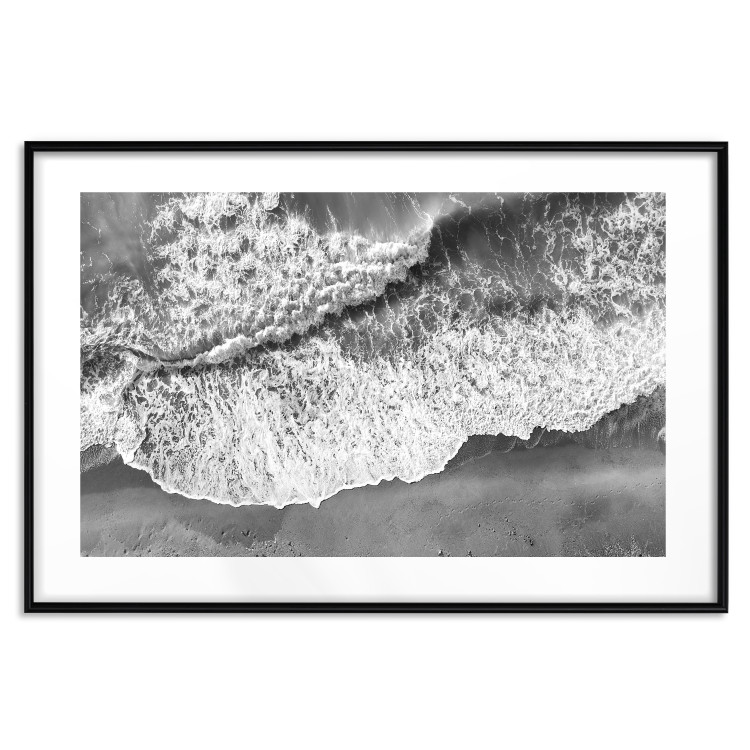 Wall Poster Tide - black and white beach and sea landscape seen from a bird's eye view 115171 additionalImage 15