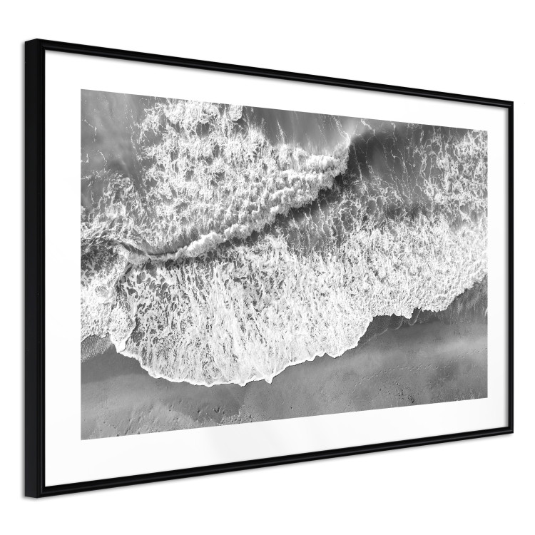 Wall Poster Tide - black and white beach and sea landscape seen from a bird's eye view 115171 additionalImage 13