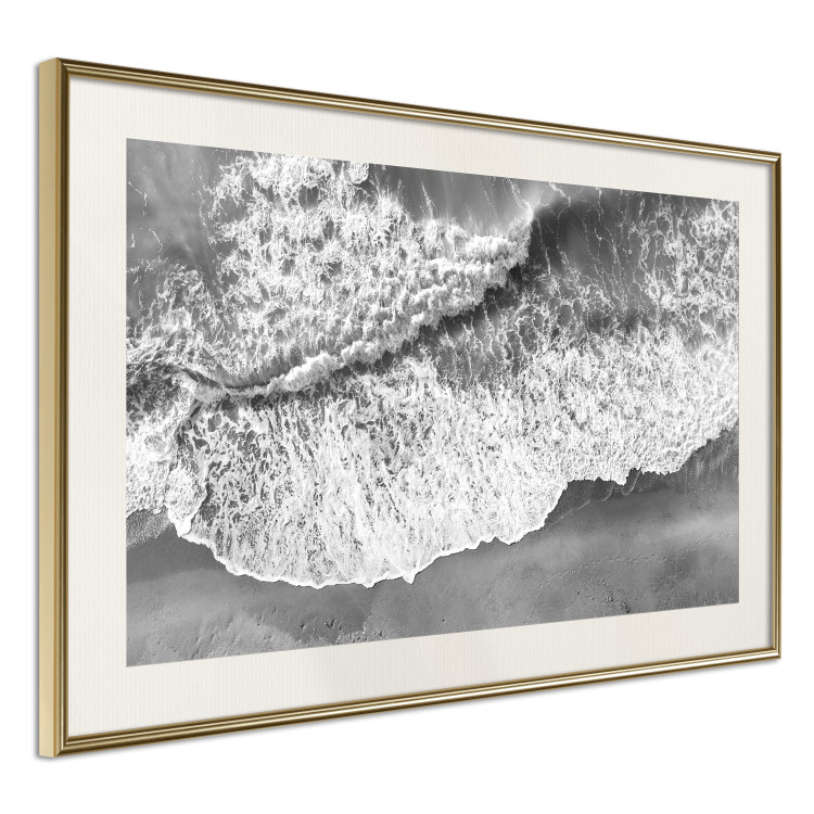 Wall Poster Tide - black and white beach and sea landscape seen from a bird's eye view 115171 additionalImage 2