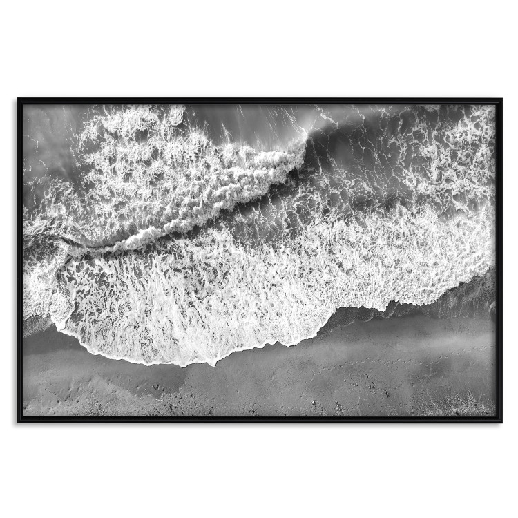 Wall Poster Tide - black and white beach and sea landscape seen from a bird's eye view 115171 additionalImage 24