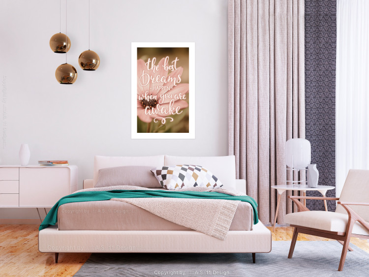 Poster The best dreams happen when you are awake - pink flower and texts 116371 additionalImage 2