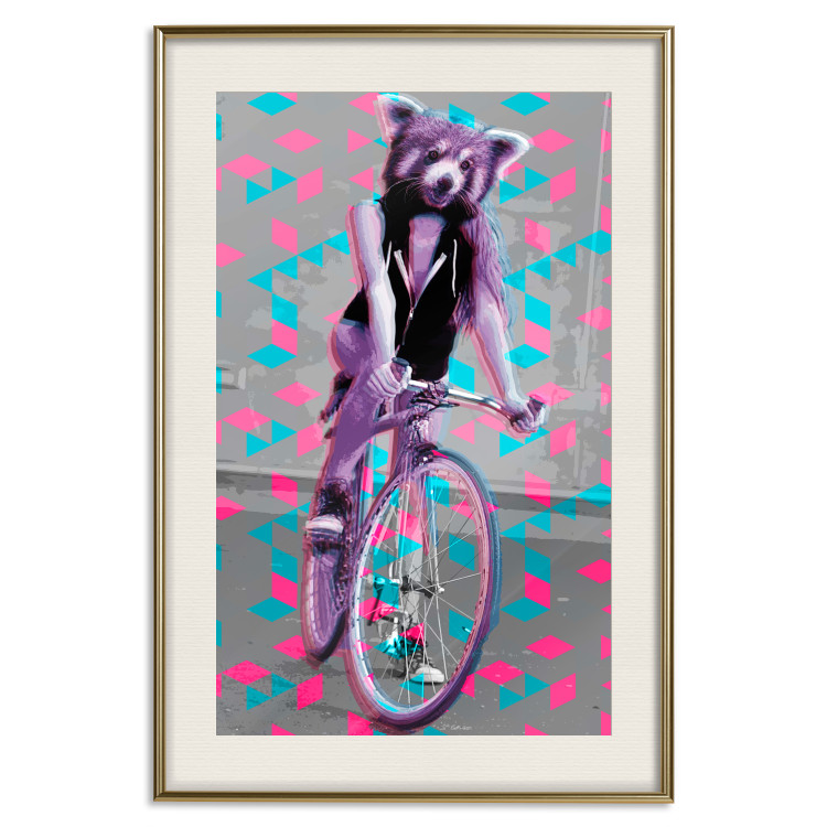 Poster Woman-Monkey on a Bike - geometric abstraction with an animal motif 116971 additionalImage 19